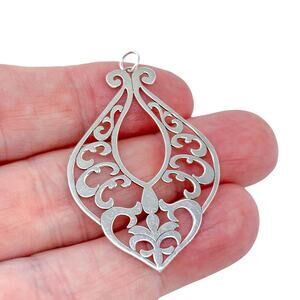 Estate Sterling Silver 925 ATI Mexico Filigree Pendant